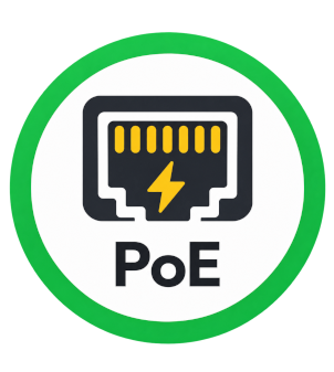 Connects via PoE